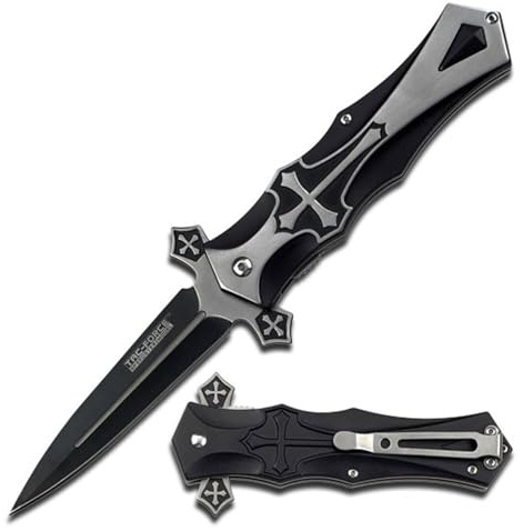 Tac-Force TF-817 Series Folding Knife, Spear Point Blade, Steel Handle, Pocket Clip (Black)