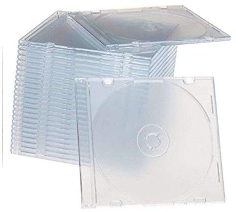 Maxtek Ultra Thin 5.2mm Slim Clear CD Jewel Case with Built in Frost Clear Tray, 50 Pack.