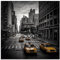 ARTland Wanddeko Glasbilder Wandbild Glas Bild einteilig 50x50 cm Quadratisch Amerika New York City Manhattan Avenue 5 Schwarz Weiß Verkehr Taxi S8PV