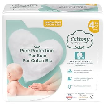 Cottony Windeln mit Bio-Baumwolle, 28 Windeln, Größe 4 (7-18 kg)