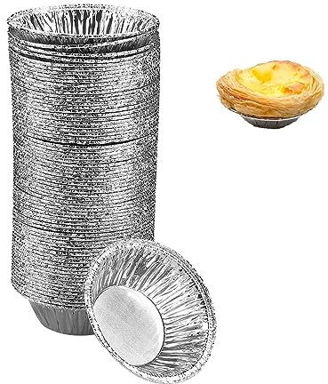 Jagowa 100 Pcs Foil Trays - Tart, Muffin, Bun, and Egg Tart Cases - Perfect for Baking and Cooking Pastries, Cakes, and More