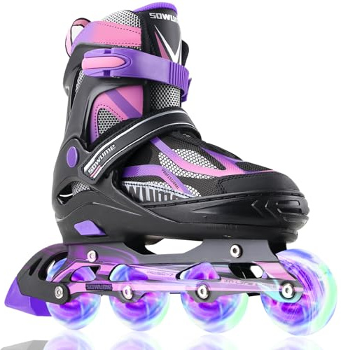 Sowume Adjustable Blades for Roller Girls Boys and Kids, Roller skates for blades Adult Women and Men, Female and Male, Inline Skates with All Light Up Wheels, Patines para mujer and adultos hombre