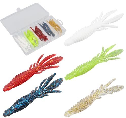 OriGlam 25pcs Soft Crayfish Crawfish Artificial Lure Shrimp Bait for Bass Freshwater or Saltwater