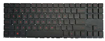 CLSSLVVBN Laptop Tastatur Stummschaltung Tastatur Eingabegerät Tastaturen Hintergrundbeleuchtete rote Buchstaben Ersatz für Omen 15 EN Englisch US