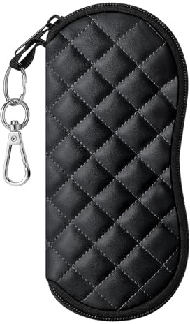 MoKo Sac Souple de Lunettes de Soleil, [Ultra léger] Néoprène Housse de Stockage des Lunettes avec Clip de Ceinture pour Lunettes, Sacoche de Transport pour Clés, Crayons, Cartes - Modèle Diamant Noir