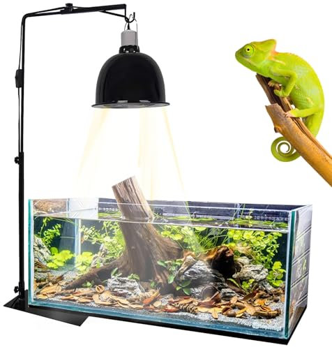 Adjustable Reptile Heat Lamp Stand, Metal Floor Light Holder 13-25 Inch Sturdy Terrarium Fixture for Snake, Tortoise, Bearded Dragon, Lizard, Spider & Amphibian Tanks