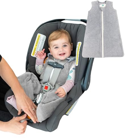 Buckle Me Baby Coats Sleep Sack | Car Seat Blanket | Car Seat to Crib Baby Wearable Blanket for Easy Transitions to Stroller, Carrier, High Chair or Any 5 Point Harness 4-8 Months Fleece Grey Blankie