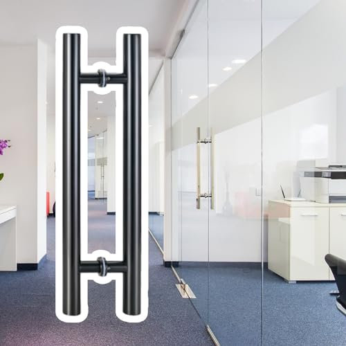 Maniglie scorrevoli per porta in vetro, a due lati, a pressione, rotonda, per porte del bagno, doccia, uso interno ed esterno (nero, 150 cm x 120 cm)