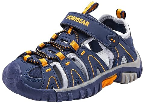 HOBIBEAR Sandali Escursionismo Bambini Ragazzi/Ragazze - Chiusi, Traspiranti & Antiscivolo (Trekking/Spiaggia/Sport) Blu，23 EU