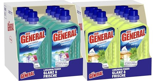 Der General Universal & Sensitive Allzweckreiniger - Vorratspaket bestehend aus 16 Artikeln - Bergfrühling & Aloe Vera - Universalreiniger für hygienische Sauberkeit - je 8 x 750 ml