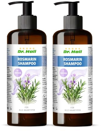 Dr. Hall Rosmarin Shampoo mit Koffein - pflegendes Naturshampoo für mehr Volumen & Fülle, geeignet für alle Haartypen, 250 ml