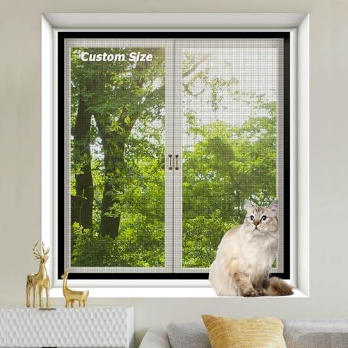 Custom Size Window Screen Mesh, Cat Protection Nets Cat Proof Safety Window Netting, Self-Adhesive Window Protection for Cats, Anti Bug Fly Screen Nets