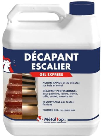 Metaltop Decapant Escalier - 5 L Formule gel de haute performance pour éliminer vernis, peinture et lasure