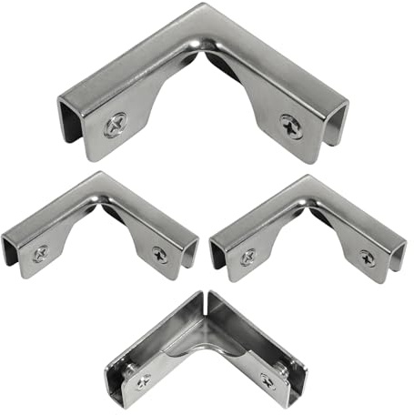 4Pcs Abrazaderas para Esquinas de Vidrio en Acero Inoxidable 304, Conector de Esquina en Forma de L para Vidrio, Abrazaderas de Ángulo Recto para Fijación Pecera (para vidrio de 2-5 mm)