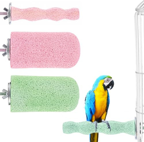 SNSYGN 4Pcs Bird Beak Grinding Stone, Anti-Slip Parrot Perch Washable Resin Bird Beak Trimmer Cage Accessories for Parrots Budgies Parakeets Cockatiels Lovebirds