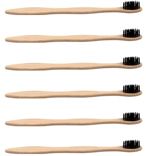 UTHCLO 6 piezas Cepillos de Dientes de Bambú Natural Ergonómicos Cerdas de Dureza Media Biodegradables y Respetuosos Ambiente para Limpieza Eficaz y Cuidado Gingival
