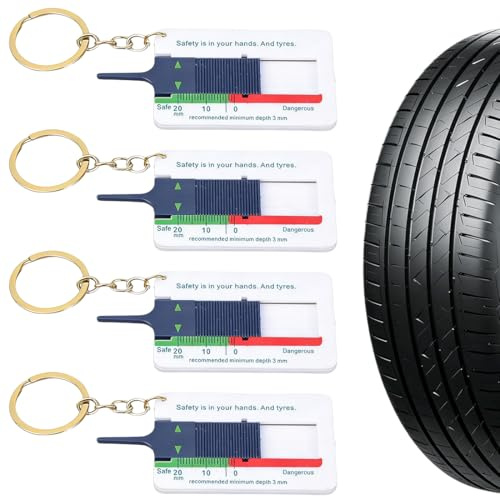 EJRUP 4 Piezas Medidor de Profundidad de la Banda de Rodadura del Neumático,Profundidad Ajustable de la Banda de Rodadura,Rango 0-20mm, para Motocicleta y Automóvil