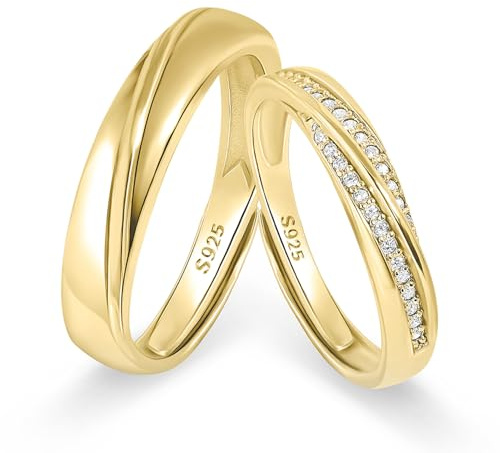 Meissa Anello coppia argento 925 Anello di fidanzamento Anelli regolabile Gioielli di matrimonio fatti a mano Anelli a fascia misura 4-21,25,