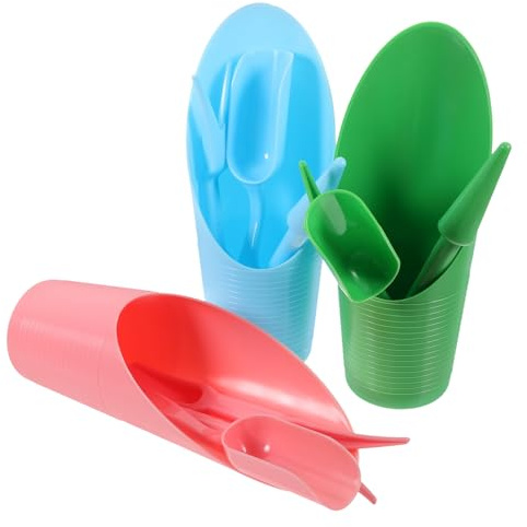 DOITOOL Juego de Herramientas de Jardinería Manual para Trasplante y Cavar Tierra, Palas Pequeñas de Plástico Resistentes en Colores Rosa, Verde y Azul, Set de 3 Piezas para Cultivo
