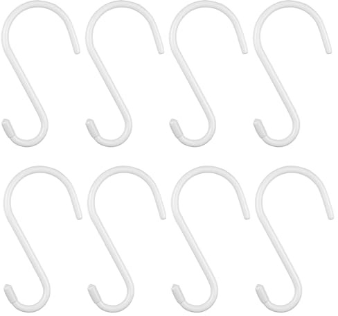 ZHENGYYUU 8 Pcs Ganchos en Forma de S, 6mm Ganchos para Colgar Ropa Blanca, Gancho en S para Colgar Perchero Barras de Ropa Cocina Armario Dormitorios Baño Oficinas