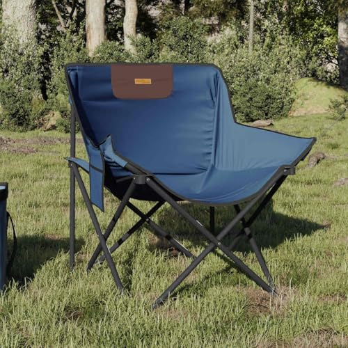 HFXHIJXQ Sedie da campeggio pieghevoli, 2 pezzi, blu, 59 x 54 x 67 cm, in poliestere 600D con tasca laterale, portata 120 kg, pieghevoli, per balcone, campeggio, giardino