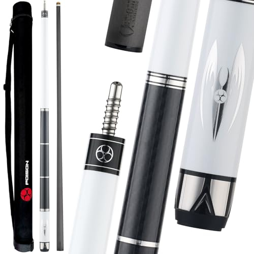 Poison by Predator Maelith Pool Cue with Carbon Fiber Shaft and Cue Case - White/Black - Vinyl Wrap