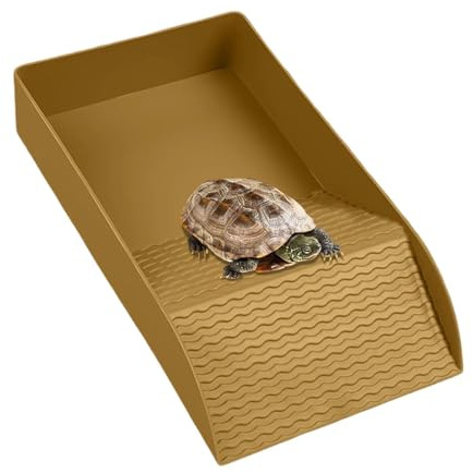 Cuenca de agua para reptiles – Cuenco de tortugas con rampa, cuenco duradero, beneficio de la regulación de la humedad | Creativo diseño moderno recinto de hábitat para tortugas, dragones barbudos y