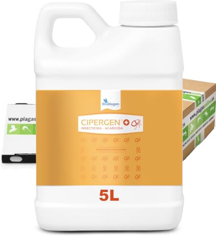 CIPERMETRINA 9,3% Insecticida-Acaricida Concentrado | Mosquitos, Moscas, Pulgas, Cucarachas, Ácaros, Garrapatas | Formato: 5L, Dosis: 10ml/L | CIPERGEN - Pulverización, Nebulización, Termonebulización