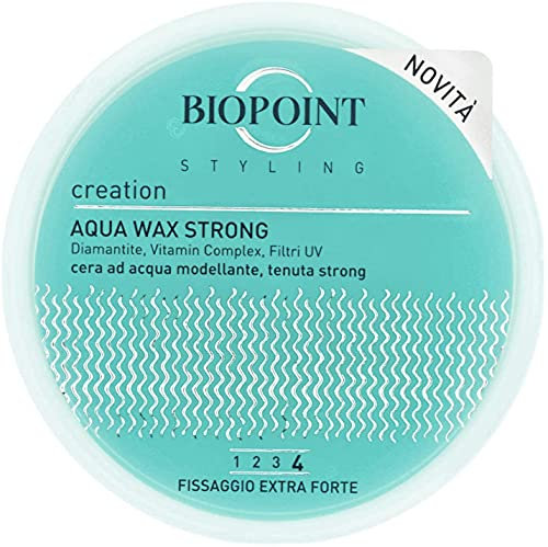 Biopoint Styling - Aqua Wax Strong Edition, Cera Capelli Modellante e Lucidante a Base d’Acqua, Fissaggio Extra Forte, Ideale per Look Bagnati, 100 ml