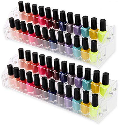 Acrylic Organizer Storage Case Brochure Display Holders for Essential Oil Cosmetic Dropper Bottle Condiment Nail Polish Paint Rack Shelves Fair Gifts Samples Showing Stand 2 Sets 2 Tiers Clear Plastic