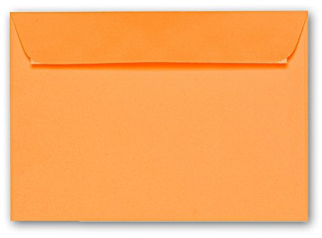 ARTOZ 50x Briefumschläge DIN C6 Mango (Orange) - 16,2 x 11,4 cm - haftklebend - gerippte Kuverts ohne Fenster - Serie Artoz 1001