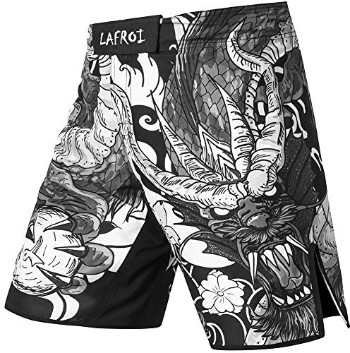 LAFROI - QJK01 - Short de Boxe et de Combat Libre pour Homme avec Cordon de Serrage et Poche Dragon M