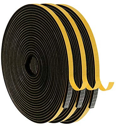 Door Seal Strip, 6mm(W) x 3mm(T) Window Draft Excluder Weather Stripping for UPVC Door Frame Gap, Patio Doors Insulation Foam Tape Draught Excluder(3 Rolls Total 18M Long)