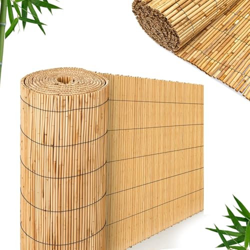 FB FunkyBuys Bamboo Reed Screening - Thick Natural Bamboo Fence Panels - Garden Privacy Fence - 1.8M x 3M