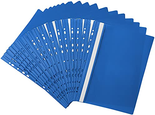 Netuno 20x chemise à lamelles perforée A4 bleue protège-documents A4 dos rigide chemises de présentation couverture transparente farde à lamelles pour documents