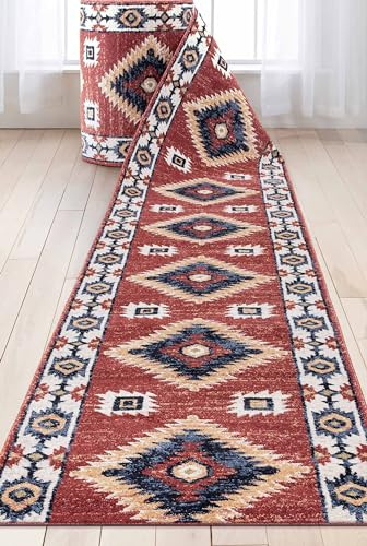 Well Woven Custom Size Hallway Stair Runner - Choose Your Length - Lizette Red Traditional Medallion 31 Inches Wide x 13 Feet Long Runner (31 x 13' Runner) Carpet