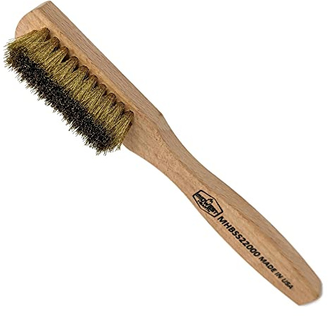 Brass Wire Utility Scratch Brush for Cleaning 5.75 Hardwood Handle (Made in USA)