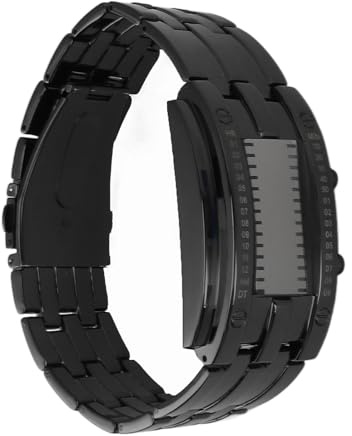 Montre Numérique LED Bleue, Montre Binaire Double Ligne, Mode Créative Noire, Montres-bracelets étanches avec Rétro-éclairage LED