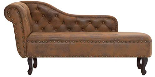 Gecheer Divano a chaise longue effetto pelle scamosciata, divano letto, divano letto, poltrona chaise, poltrona relax, divano letto per soggiorno, camera da letto, home cinema, 162 x 56 x 77 cm