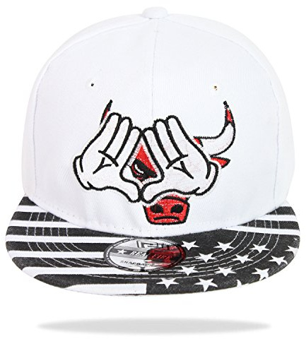 Glamexx24 keps män kvinnor snapback Cap: Flat Brim keps, basebollkeps för män och kvinnor, unisex utomhussporter basecap storlek justerbar, vit tjur, En Storlek