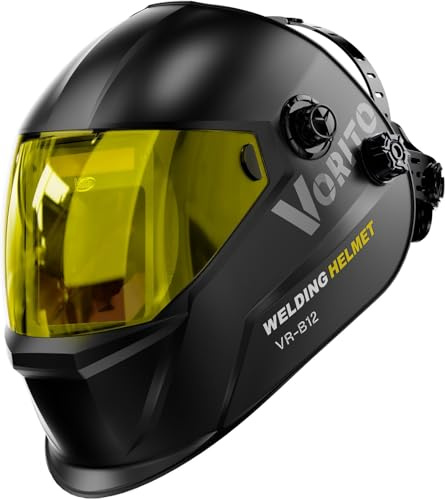 VORITO Welding Helmet Auto Darkening Welding Hood 1/1/1/1 Optical Clarity,Large Viewing Screen,True Color Solar Powered,4 Arc Sensor Wide Shade 4/5-9/9-13 Welding Mask with for TIG MIG ARC