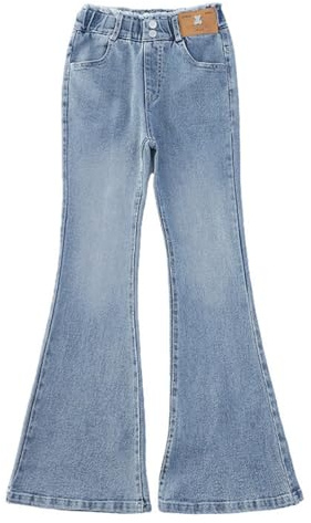Kelandoom Skinny Jean Fille Jambe Large Pantalon Denim Jeans Y2K pour Filles avec Applique Cœur Élastique Taille Haute Streetwear 7-14 Ans Tregging Basics Bleu 14 Blanc (Bleu,13-14 Ans)