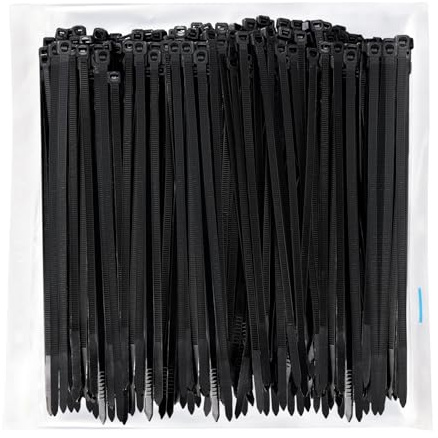 Kabelbinder Schwarz 200mm x 4,8mm,100 Stück Kabelbinder UV beständig, Wetterfest, Temperaturresistent, 22kg Zugfestigkeit, Für Innen, Außen, Haushalt, Industrie, Garten (100, Schwarz)