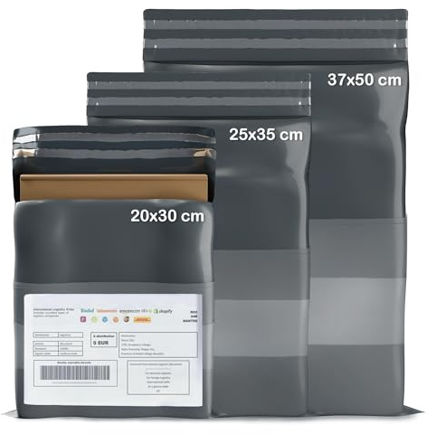 UGIX Emballage Colis Vinted - Pack de 30 Pochettes d'Envoi Colis Vinted, Enveloppe Plastique Expédition Résistante, Auto-Adhésive, Opaque pour Vêtements, Chaussures, Livres - Gris