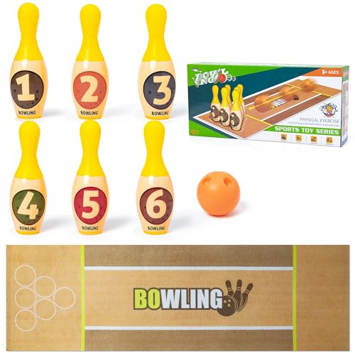 GwaOery Kids Bowling Set with Game Mat Multi-Coloured Indoor Outdoor Early Educational Soft Bowling Toy Gift Active Game Toddler Birthday Present Gift Party for Girls Boys Age 3 4 5