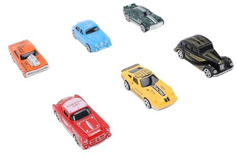 SUNGOOYUE Juego de Juguetes de Coche de Aleación de 6 Piezas, Construcción Robusta de Metal y Plástico con 6 Diseños de Coches de Carreras, Decoración y Juego de Doble Propósito, de Vehículos de