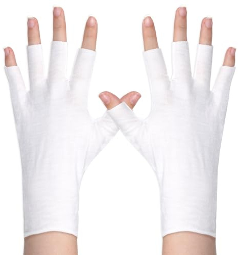 6 Pairs White Fingerless Gloves Cotton Gloves for Dry Hands Sleeping Soft Comfortable Overnight Dry Hands Glove Cotton Moisturizing Glove Eczema Sun Protection Glovess for Adults Hand Spa Care