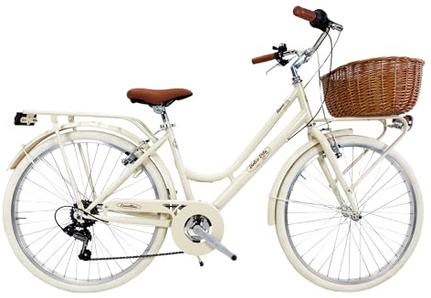 Bicicleta de ciudad citybike ctb vintage retro dolce vita de Canellini con cambio de 6 velocidades Roma 26 (Nata)