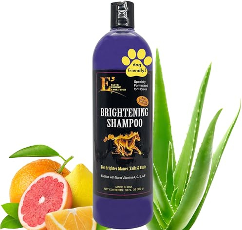 E3 Brightening Shampoo for Horses 32oz - Enhances Coat Color, Deep Cleansing, Moisturizes & Conditions, Gentle Formula, Vet Approved
