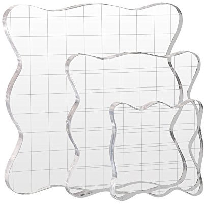 Kesote 3 Stück Stempelblock Set Acrylblock mit Gitter für Scrapbook Fotoalbum, Transparent